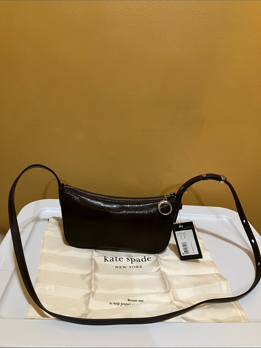 Kate Spade Halo small Glazed Hot Fudge leather crossbody bag